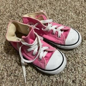 Converse Kids High-Top Sneakers in Pink and White